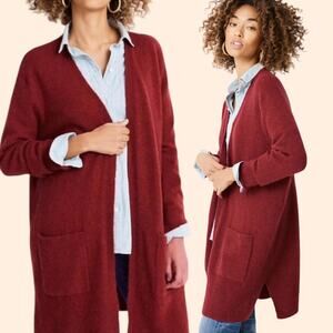 MADEWELL Merino Wool Alpaca Kent Cardigan Sweater Duster Cozy Lagenlook Red